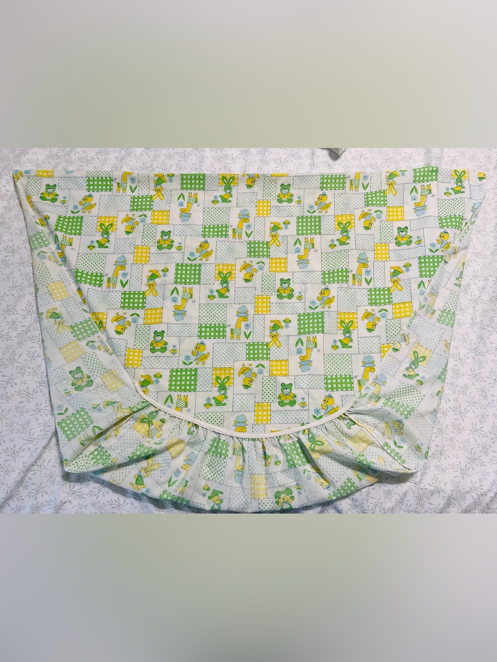 Vintage Patchwork Fitted Crib Sheet Bear Duck Giraffe Bunny Boy Girl
